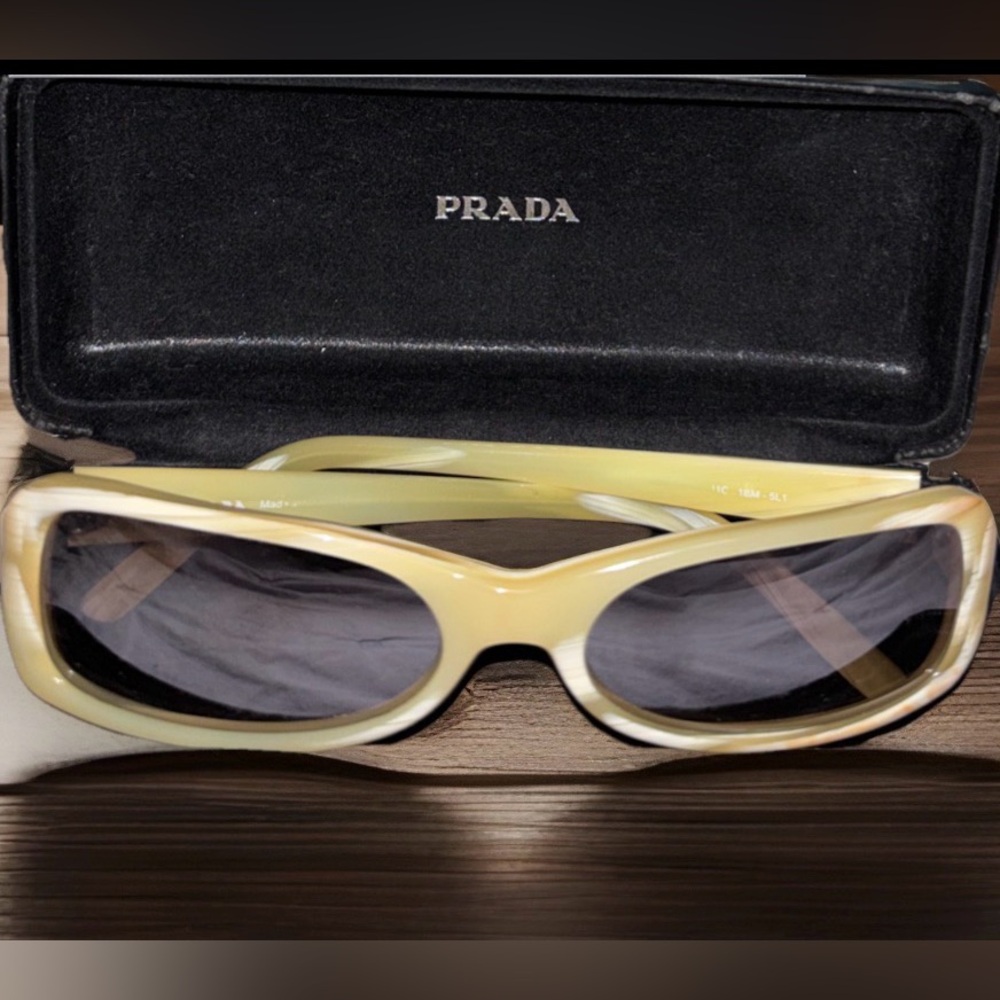 Prada Vintage Rectangular style Sunglasses in cre… - image 1